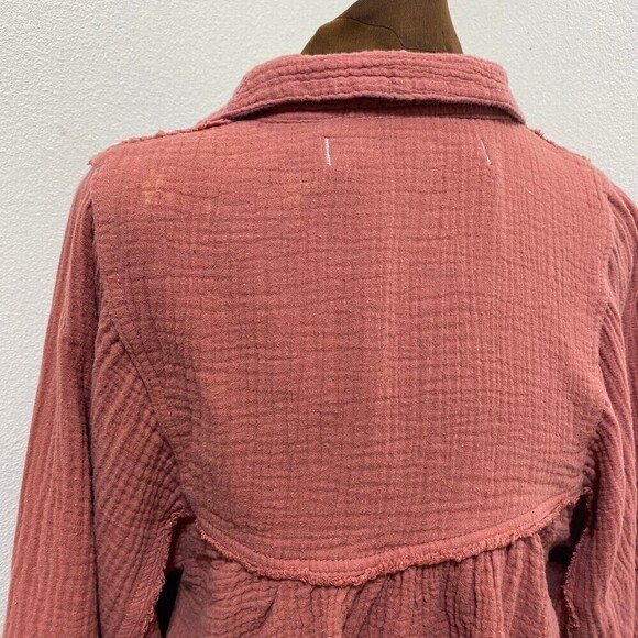 Free People Gauze Silver Lining Balloon Sleeve Shirt Top XS - Picture 8 of 10